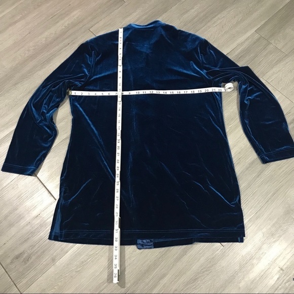 Coldwater Creek Teal Blue Velvet Mandarin Collar Jacket size XL - Picture 11 of 11